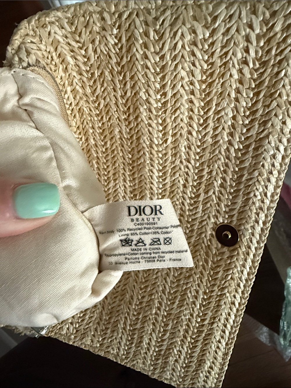 Dior Natural Beige Straw Clutch with White Logo - Picture 7 of 7